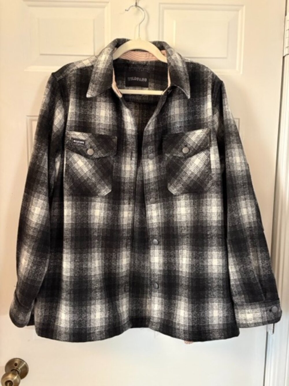 Wildfang Heavyweight Flannel Shacket Jacket Pockets M